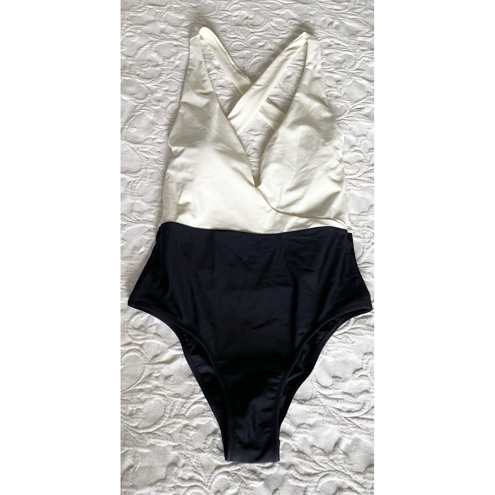 Summersalt The Deep Dive Size 2 Swimsuit Black White One Piece Beach cruise - Picture 2 of 8